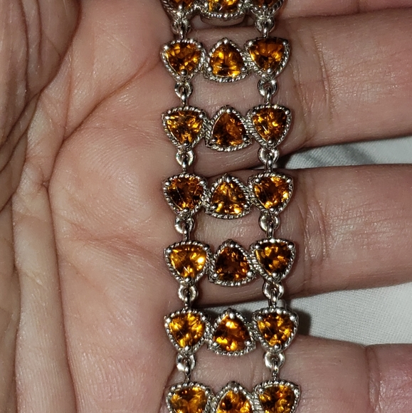 BONUS INC! Size 7 inch, Madeira Citrine Bracelet, 925 Silver, 35 grams, 22.7 tgw - Picture 7 of 12